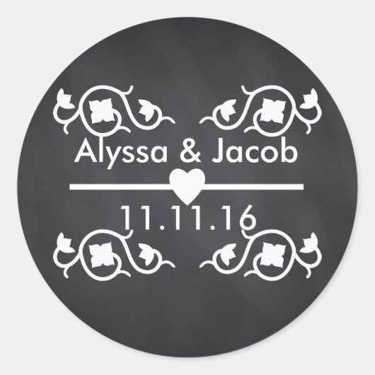 Modern Blackboard Chalkboard Wedding Ronde Sticker (Voorkant)