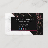 Modern BlackPink & White Marble Visitekaartje (Achterkant)