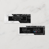Modern BlackWhite Marble Silver Mini Visitekaartje (Voorkant / Achterkant)