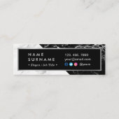 Modern BlackWhite Marble Silver Mini Visitekaartje (Achterkant)