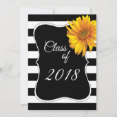 Modern BlackWhite Stripe Sunflower 2018 Afstuderen Kaart (Voorkant)