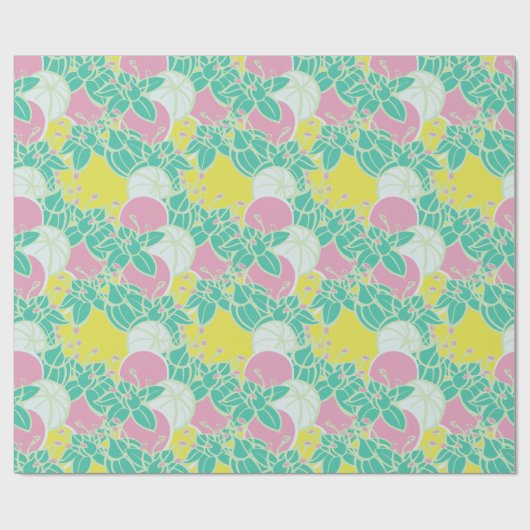 Modern blad, knop en bloem inpakpapier (Vlak)