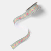 Modern blad, knop en bloemlint satijnen lint (Achterkant)