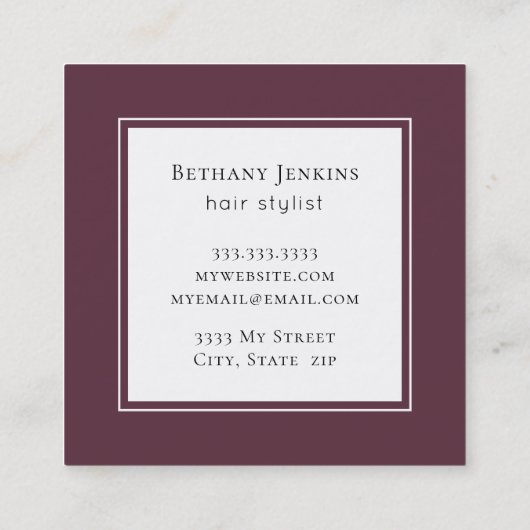 Modern blad minimaal vierkante visitekaartje (Achterkant)