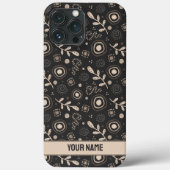 Modern blad patroon mannelijke zwarte naam Case-Mate iPhone case (Achterkant)