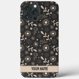 Modern blad patroon mannelijke zwarte naam Case-Mate iPhone case