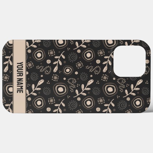 Modern blad patroon mannelijke zwarte naam Case-Mate iPhone case (Achterkant (horizontaal))