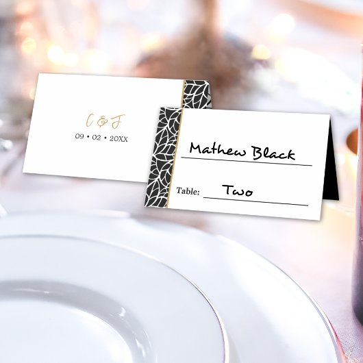 Modern blad patroon rand plaatskaartje