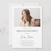 Modern Blad Zwart Wit 2 Foto Graduation Party Kaart (Achterkant)