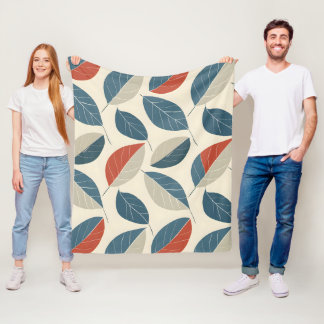Modern bladmotief fleece deken