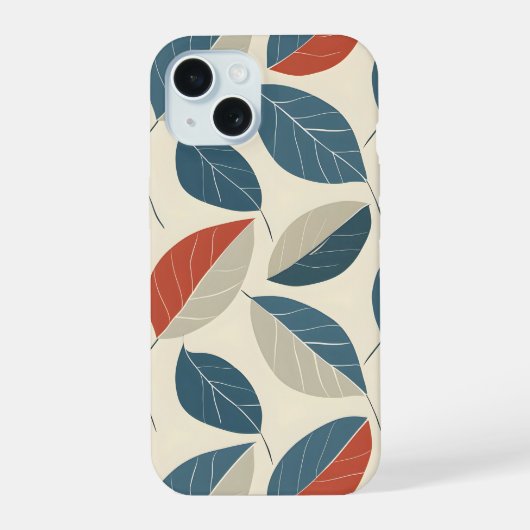 Modern bladmotief iPhone 15 case (Achterkant)