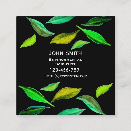 modern bladontwerp voor milieuwetenschappen vierkante visitekaartje (Voorkant)