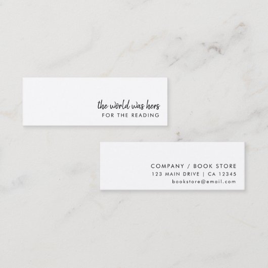 Modern Bladwijzer | Minimale mini-boekwinkel Mini Visitekaartje (Voorkant / Achterkant)