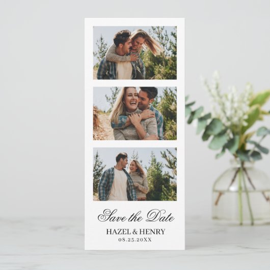 Modern Bladwijzer Photobooth Save The Date (Staand voorkant)