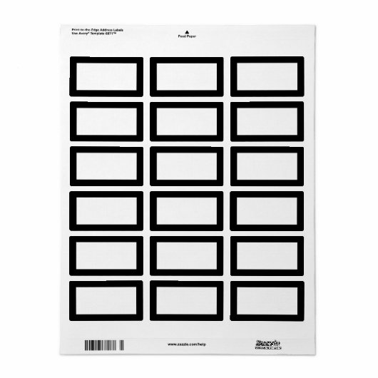 Modern blanco Sjabloon label met zwarte rand (Full Sheet)