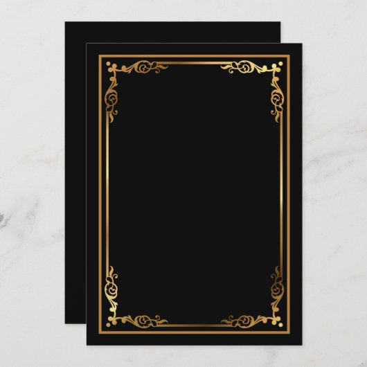 Modern Blank Zwart Nodig uit met Slanke Ingelijste Kaart (Voorkant / Achterkant)