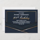 Modern Blauw 100e verjaardagsfeest Kaart (Voorkant)