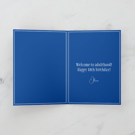 Modern Blauw 3 Fotocollage 18e Verjaardag Kaart (Binnen)