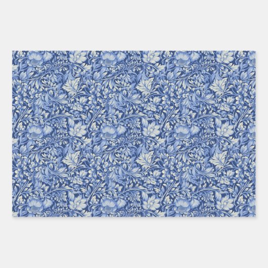 Modern blauw 3D bloemblaadjes behangontwerp Inpakpapier Vel (Voorkant)