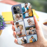 Modern Blauw 7 Fotocollage Case-Mate iPhone Case<br><div class="desc">Gepersonaliseerd iPhone hoesje met multi fotocollage en moderne blauwe achtergrond. De fotosjabloon staat klaar voor u om uw afbeeldingen toe te voegen en werkt met de klok mee van rechtsboven. De fotocollage maakt gebruik van landschaps- en portretformaten om u een verscheidenheid aan opties te bieden om uw favoriete foto's in...</div>