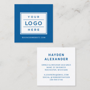 Modern Blauw Aangepast Zakelijk Logo Vierkante Visitekaartje