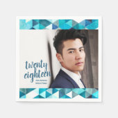 Modern blauw Abstract Afstuderen papier Servet (Voorkant)