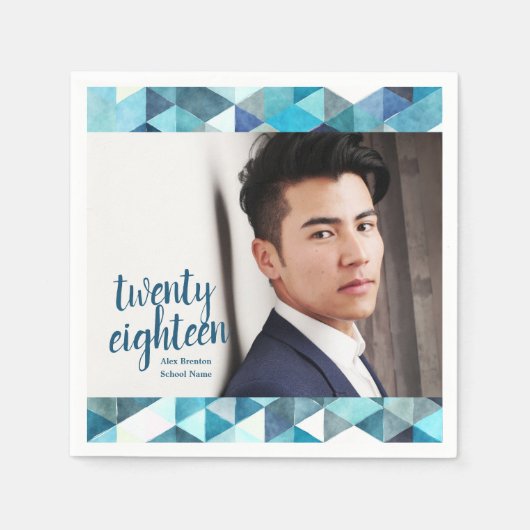 Modern blauw Abstract Afstuderen papier Servet (Voorkant)