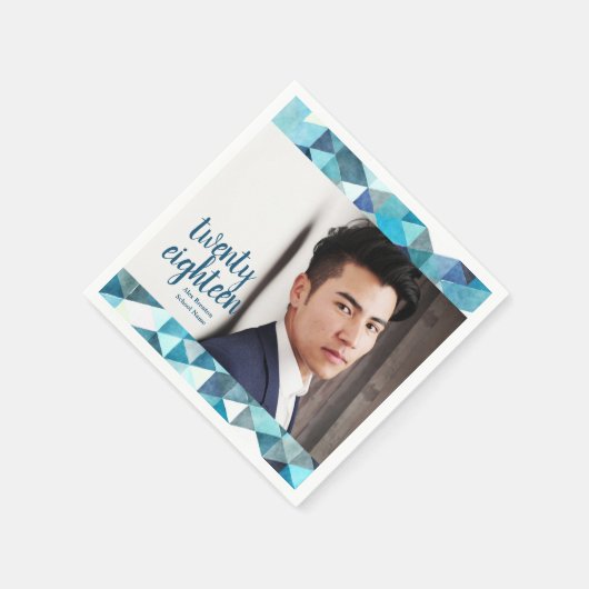 Modern blauw Abstract Afstuderen papier Servet (Hoek)