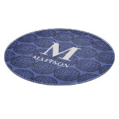 Modern blauw Abstract bloemmonogram Snijplank (Hoek)