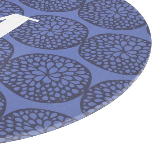 Modern blauw Abstract bloemmonogram Snijplank (Hoek)