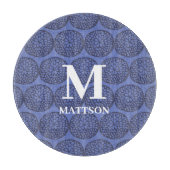 Modern blauw Abstract bloemmonogram Snijplank (Voorkant)