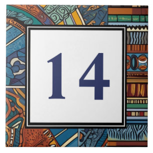 Modern Blauw Abstract Huis Nummerplaat Tegeltje