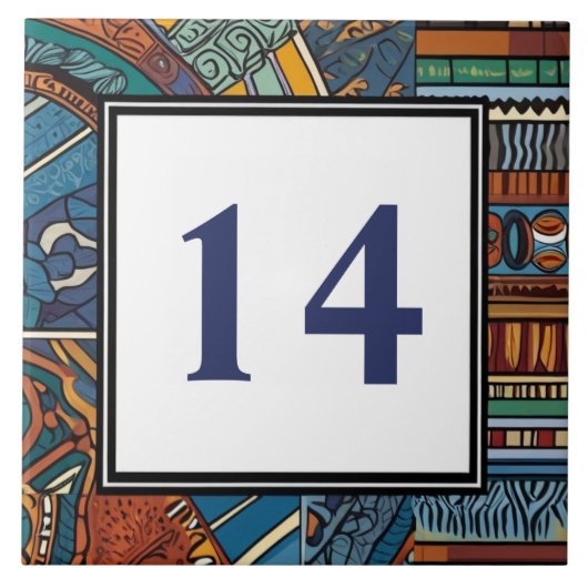 Modern Blauw Abstract Huis Nummerplaat Tegeltje (Voorkant)