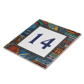 Modern Blauw Abstract Huis Nummerplaat Tegeltje (Zijkant)