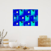 Modern Blauw Abstract Poster Decoratieve Kunstdruk (Keuken)