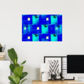 Modern Blauw Abstract Poster Decoratieve Kunstdruk (Thuiskantoor)