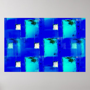Modern Blauw Abstract Poster Decoratieve Kunstdruk