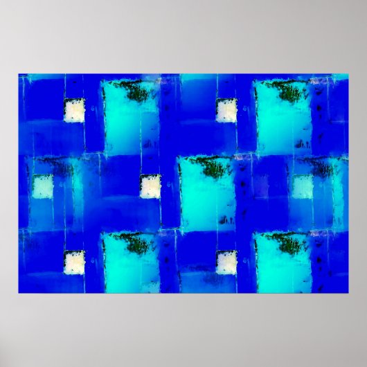 Modern Blauw Abstract Poster Decoratieve Kunstdruk (Voorkant)