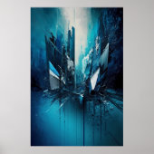 Modern Blauw Abstract schilderij Poster (Voorkant)