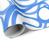 Modern blauw Abstract uniek ontwerp voor Waterverf Cadeaupapier (Rol Hoek)