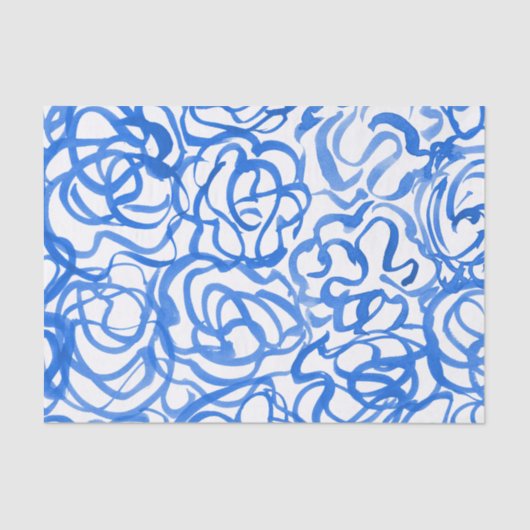Modern blauw Abstract uniek ontwerp voor Waterverf Tissuepapier (Voorkant)