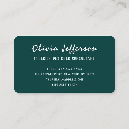 Modern blauw Abstract Wavy Lines Interieurontwerpe Visitekaartje (Achterkant)