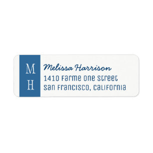 modern blauw adresetiket met scriptnaam etiket