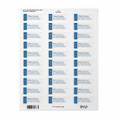 modern blauw adresetiket met scriptnaam etiket (Full Sheet)
