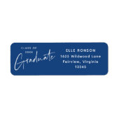 Modern blauw Afstuderen retouradres Etiket (Voorkant)