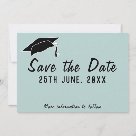 Modern blauw Afstuderen slaat de datum foto op Aankondiging (Achterkant)