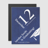 Modern blauw Afstuderen slaat de datum op (Voorkant / Achterkant)