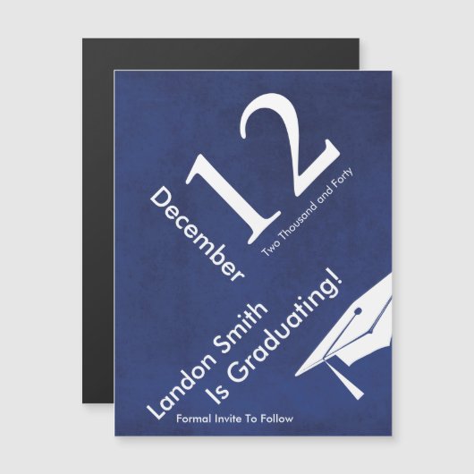 Modern blauw Afstuderen slaat de datum op (Voorkant / Achterkant)