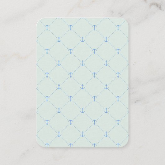 Modern blauw Ahoy! Nautisch Baby shower voor anker Informatiekaartje (Achterkant)
