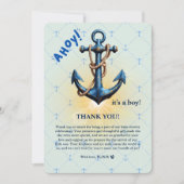 Modern blauw Ahoy! Nautisch Baby shower voor anker Kaart (Voorkant)